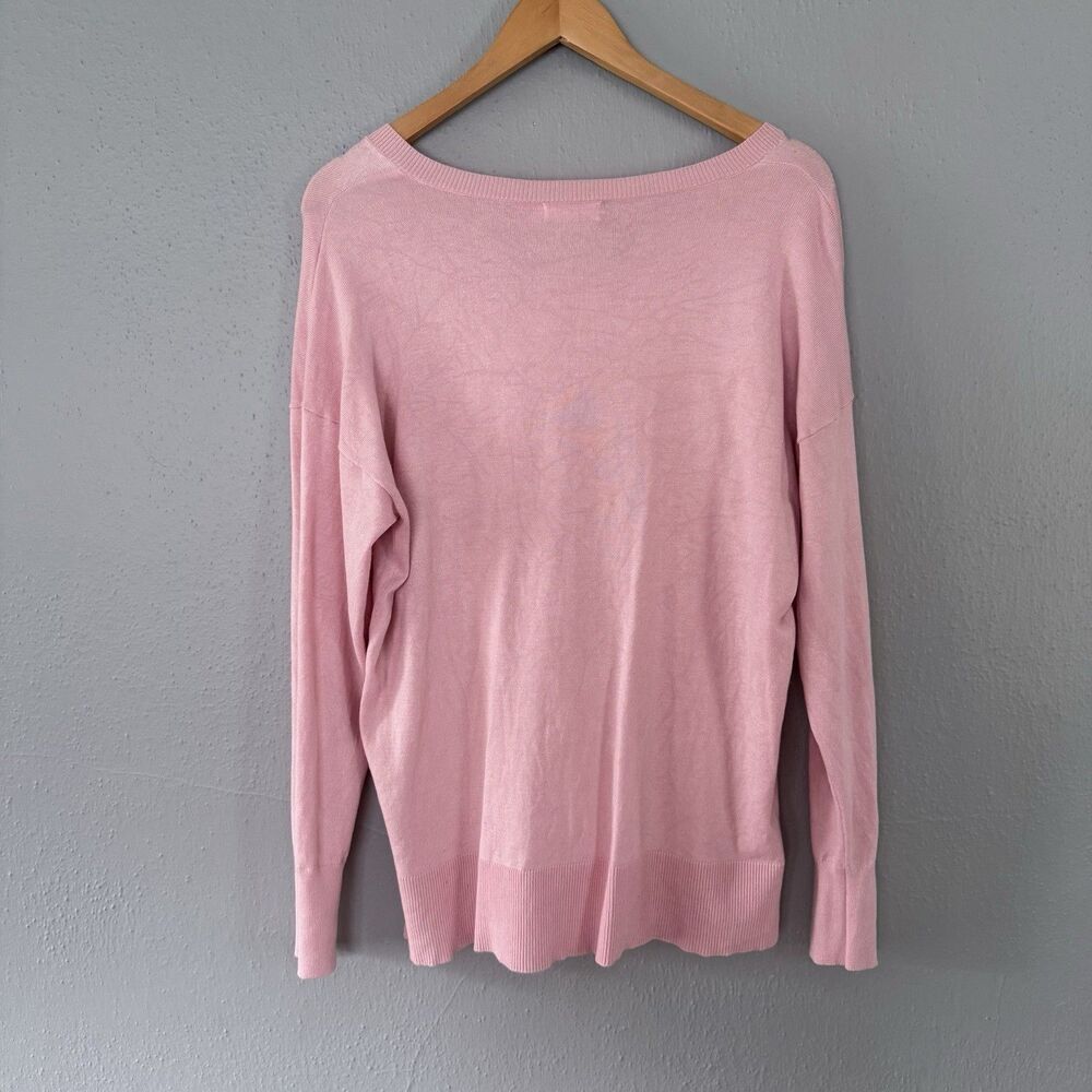 Faded Glory Long Sleeve sweater top V neck L 12-14 Pink casual - Picture 4 of 7
